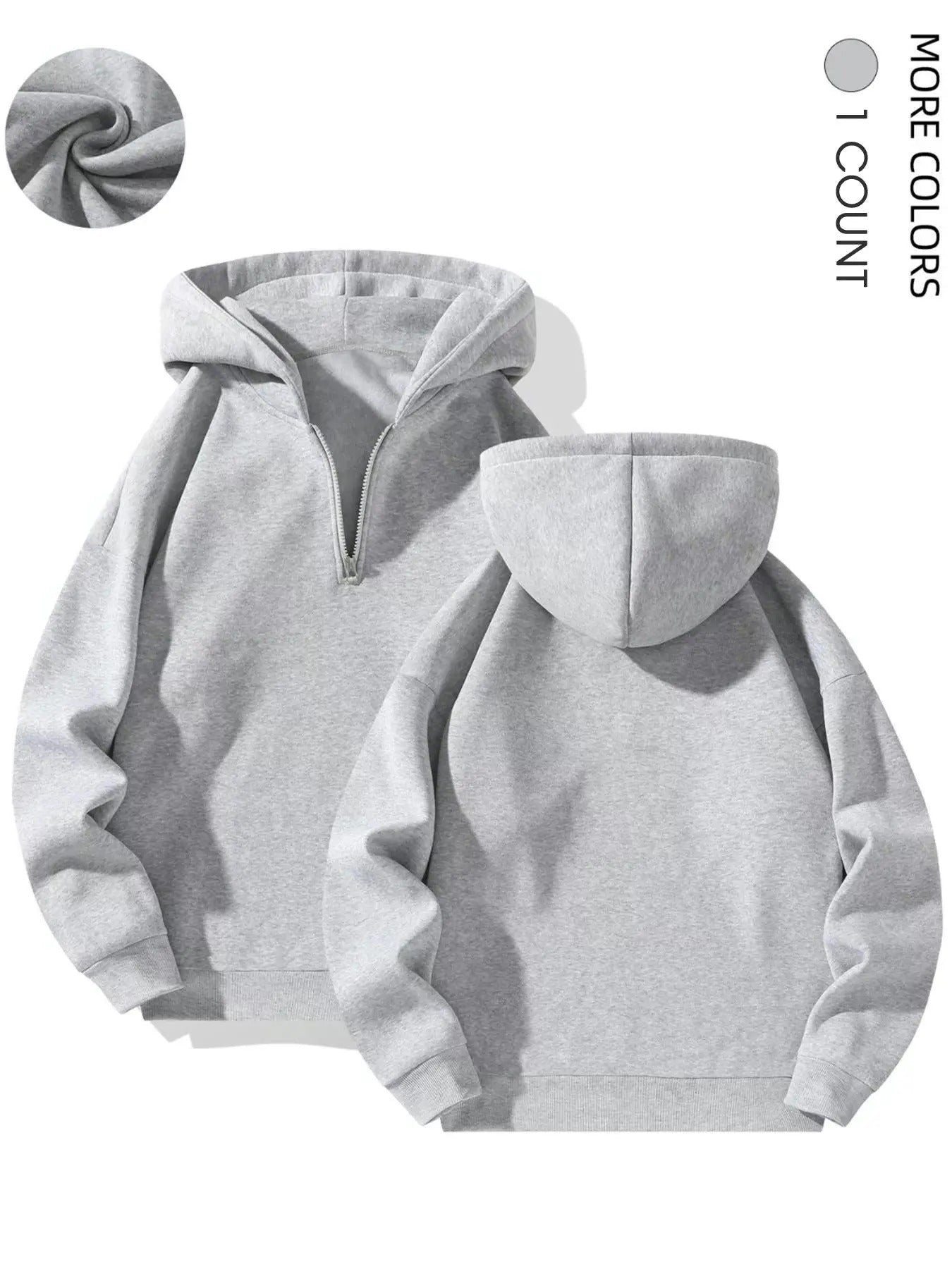 Men's Solid Drop Shoulder Zip Up Hoodie, Fashion Casual Regular Fit Long Sleeve Hooded Sweatshirt for Daily Outdoor Wear,...