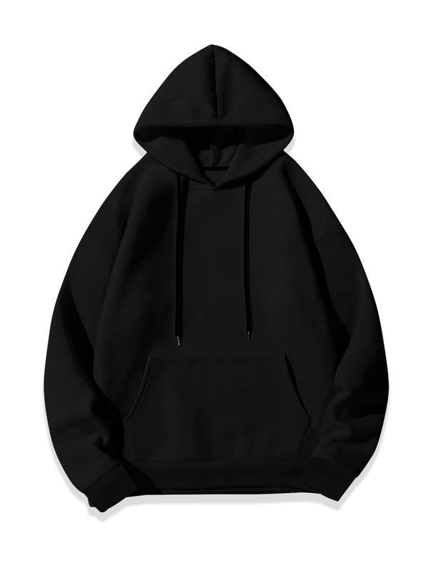 Men's Solid French Terry Hoodie, Casual Regular Fit Long Sleeve Hooded Sweatshirt for Fall & Winter, Men's Clothes for...