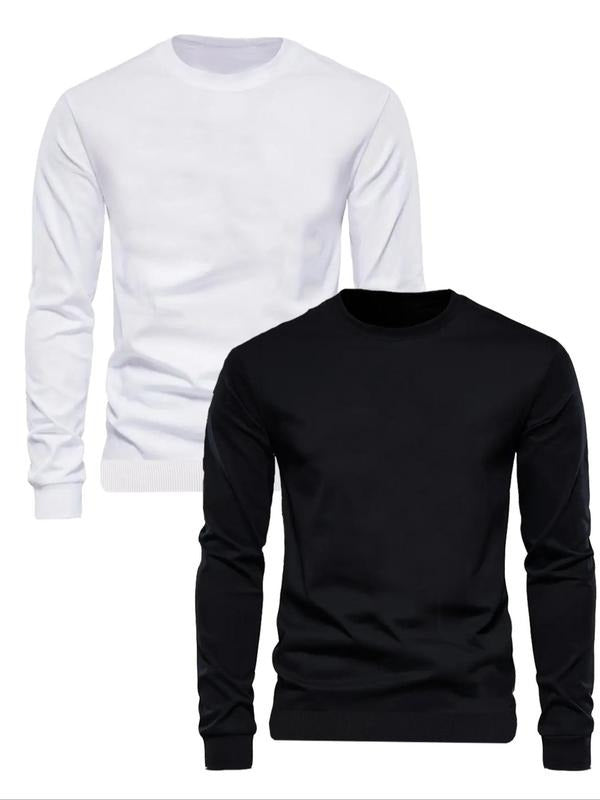 Men's Solid Long Sleeve Sweatshirt, Casual Basic Round Neck Pullover for Fall & Winter, Men's Clothes for Daily Wear...