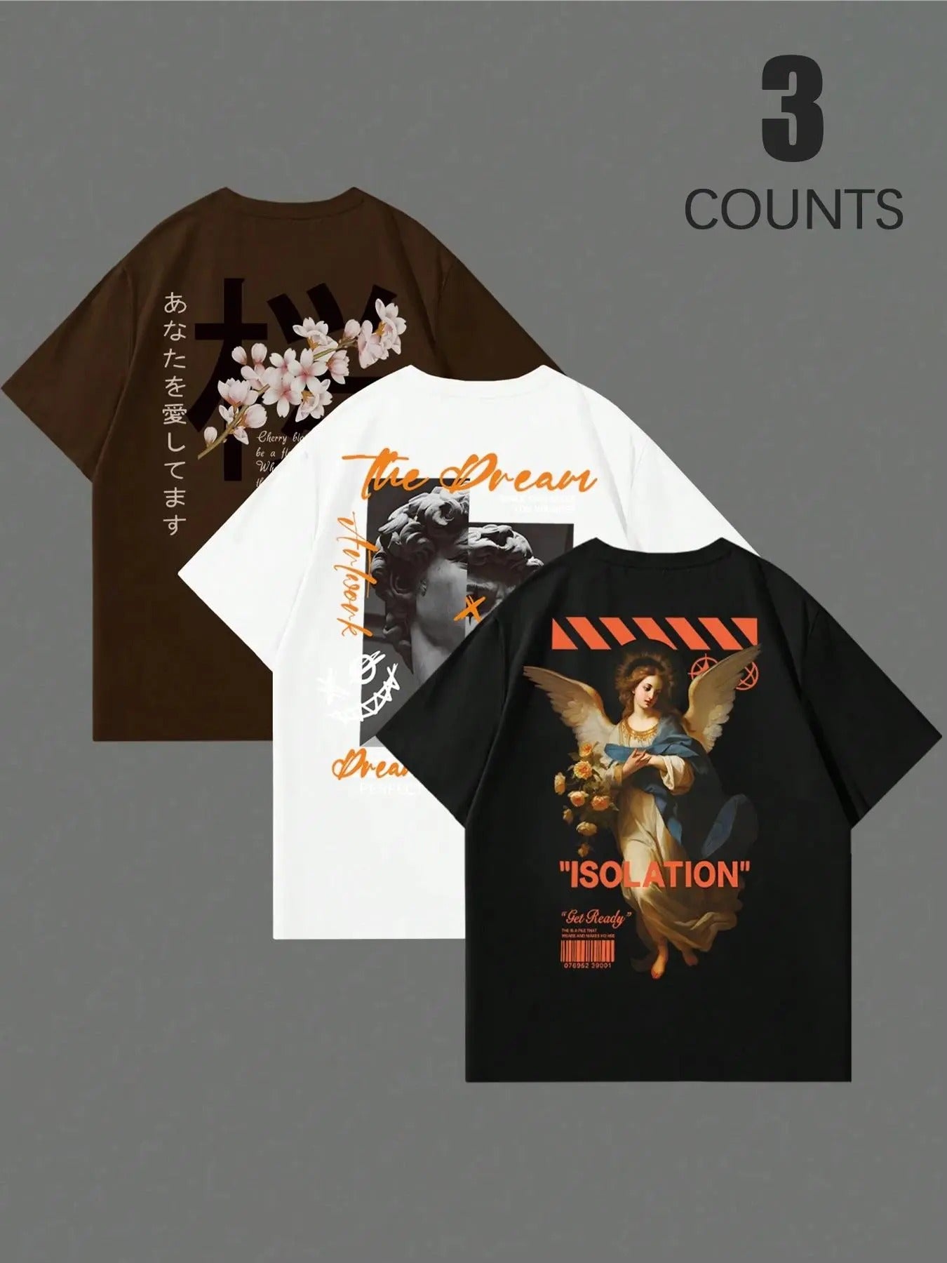 Men's Street Style Graphic Print Crew Neck Tee, Regular Fit Street Fashion Casual Comfy Short Sleeve Round Neck T-shirt...