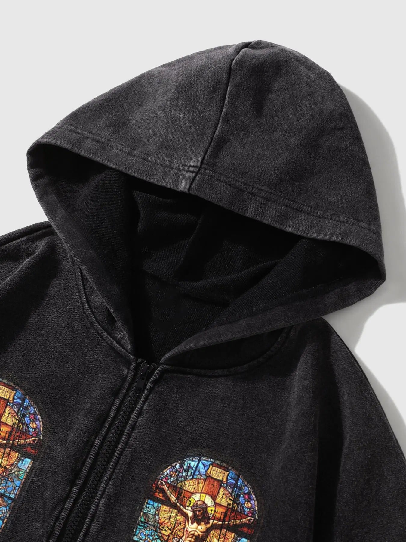 Men's Stylish Letter & Cross Print Zip Up Hoodie, Casual Long Sleeve Hooded Sweatshirt for Spring & Fall, Fashion Men's...