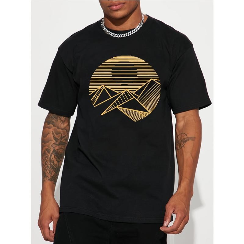 Men's Summer T-Shirt, Casual Short Sleeve Round Neck Top, Knitted Cotton, Regular Fit, Outdoor Sports Style, Unisex,...