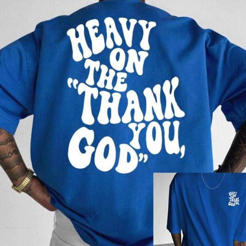 Men's T-shirt Letter Print Drop Shoulder Sleep Graphic Tee, Regular Fit Casual Comfy Round Neck Half Sleeve Sleep...
