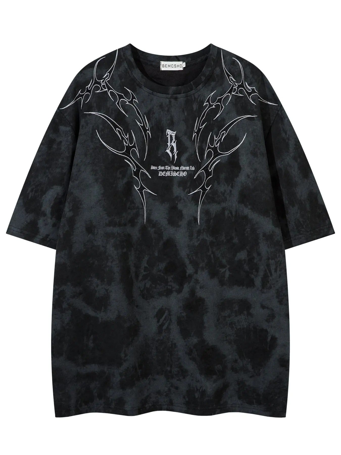 Men's Tie Dye Embroidery Patched Tee, Loose Casual Drop Shoulder Half Sleeve T-shirt for Summer, Fashion Men's Top for...