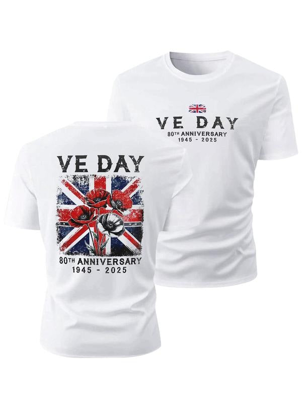 Men's Ve Day 100th Anniversary Graphic Tee, Loose Casual Short Sleeve T-shirt for Summer, Men's Top for Daily Wear...