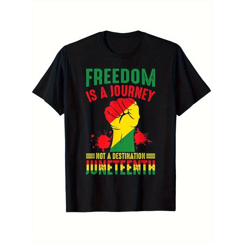 Men's Women's Black Retro Juneteenth Freedom Graphic T-Shirt