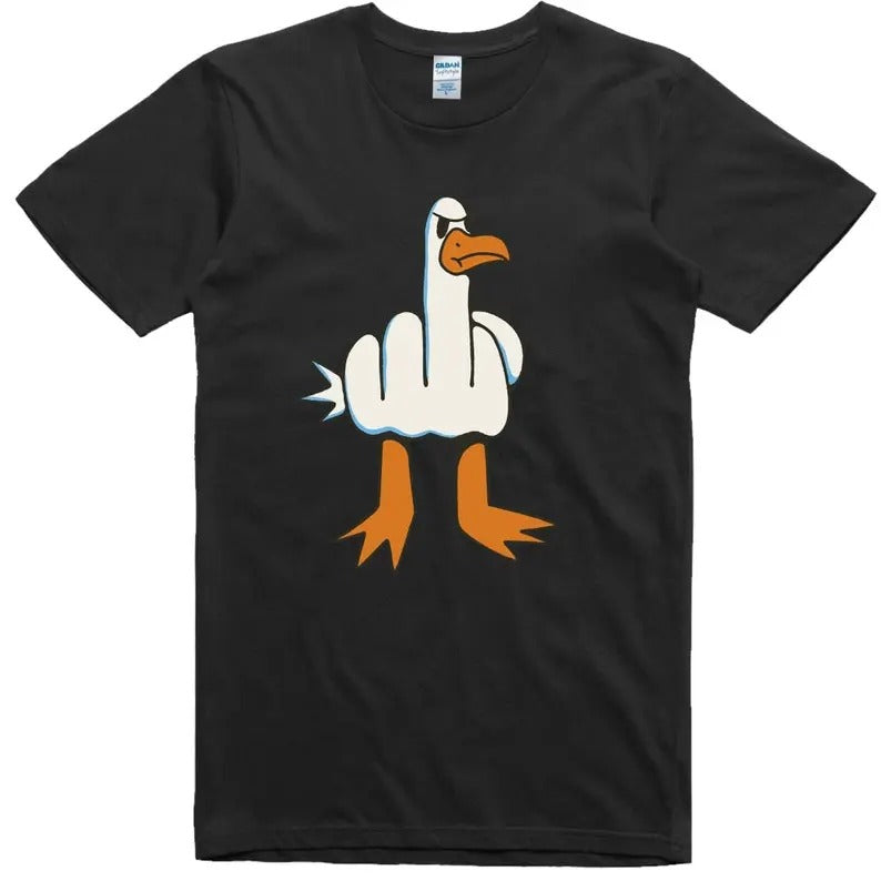 Mens Funny T-Shirt Rude Seagull Design Regular Fit 100% Cotton Tee Shortsleeve Menswear Hoodie, Sweatshirt | HypeDripTees.com