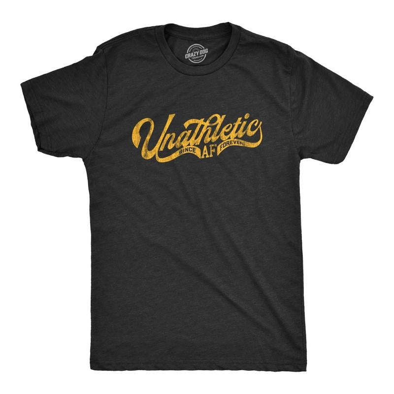 Mens Unathletic AF Tshirt Funny Sarcastic Fitness Novelty Graphic Tee For Guys Hoodie, Sweatshirt | HypeDripTees.com