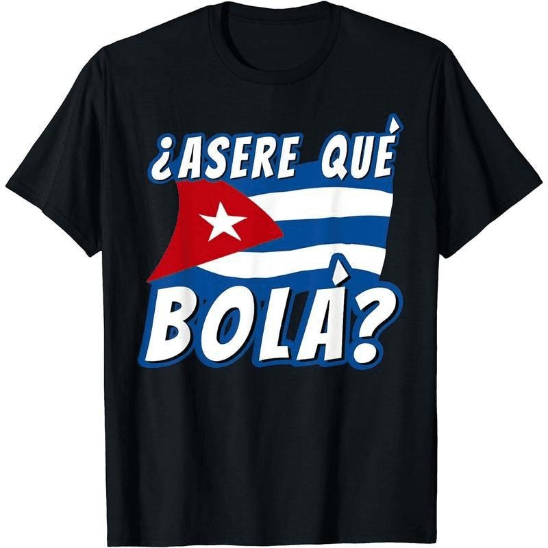 Mens Womens Tshirt Funny Cuban Saying Cuba Shirt Shortsleeve Crewneck Cuban Flag Tee Casual Black Streetwear for Man...