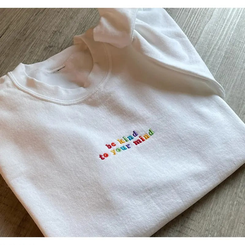 Mental Health Embroidered Sweatshirt Embroidered Crewneck Trendy Sweatshirt Preppy Sweatshirt Positive sweatshirt Quote...