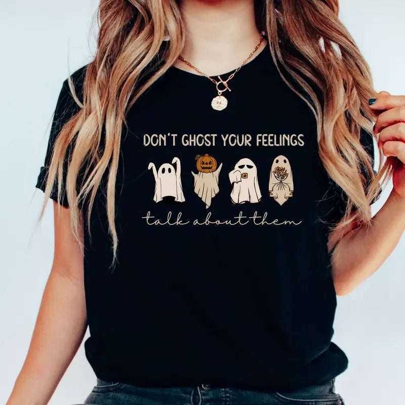 Mental Health Halloween Shirt, Don't Ghost Your Feelings, Mental Health Awareness, Halloween School Psychologist Shirt,...