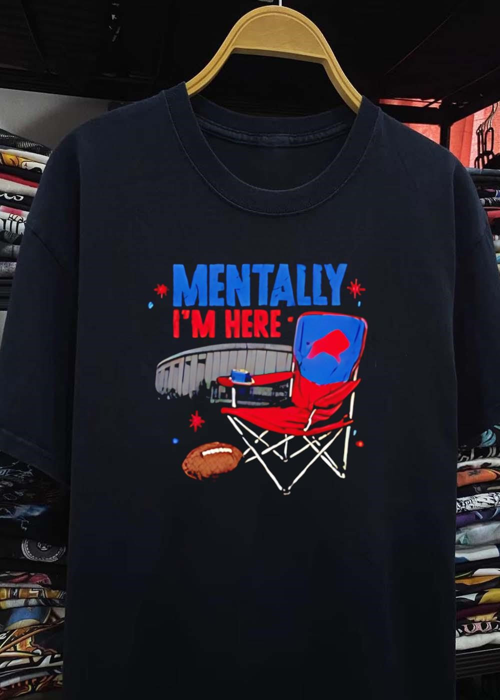 Mentally I’m Here Football Stadium Folding Chair T-Shirt