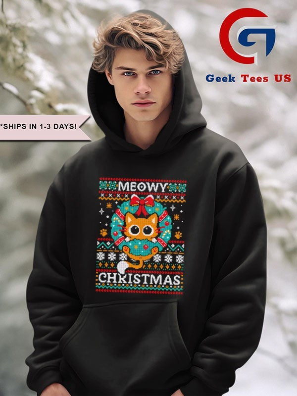 Meowy wreath ugly Christmas 2025 shirt