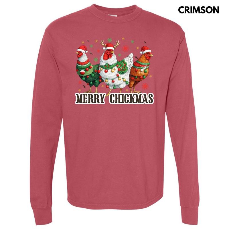 Merry Chickmas Long Sleeve Comfort Colors T-Shirt 'NLB' Hoodie, Sweatshirt | HypeDripTees.com