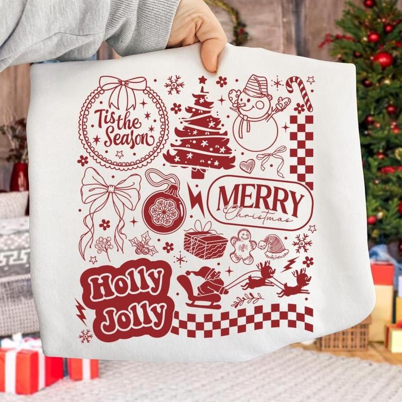 Merry Christmas Checkered Coquette Sweatshirt, Tis the Season Shirt, Holly Jolly Sweatshirt, Preppy Christmas Shirt ,...