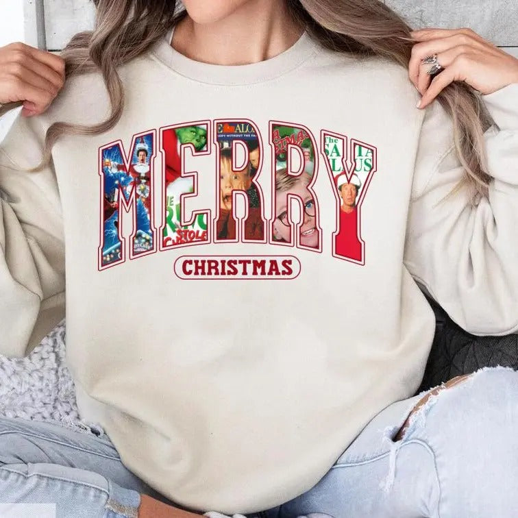 Merry Christmas Movies 2024 Sweatshirt,hoodie,tshirt, Christmas Party Gift Shirt, Matching Family Party Hoodie, Merry...