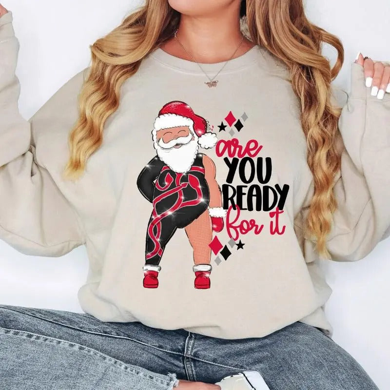 Merry Christmas Santa Shirt, Santa, Are you ready for Christmas? T-Shirt, Sweatshirt, Hoodie Cotton Fabric | HypeDripTees.com