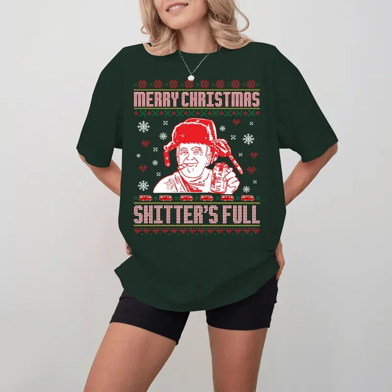 Merry Christmas Shitter's Full Trump Shirt, Trump Christmas 2024, Donald Trump Christmas Sweatshirt, Funny Trump...
