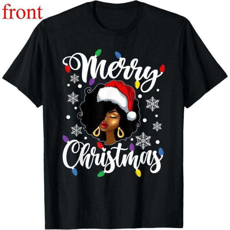 Merry Christmas Xmas Lights African American Black Woman T-Shirt Hoodie, Sweatshirt | HypeDripTees.com