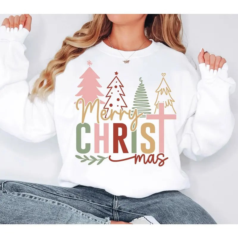 Merry Christmas, Christian Christmas, Christmas Shirt, Christmas Tree, Christmas , gift for family Hoodie, Sweatshirt