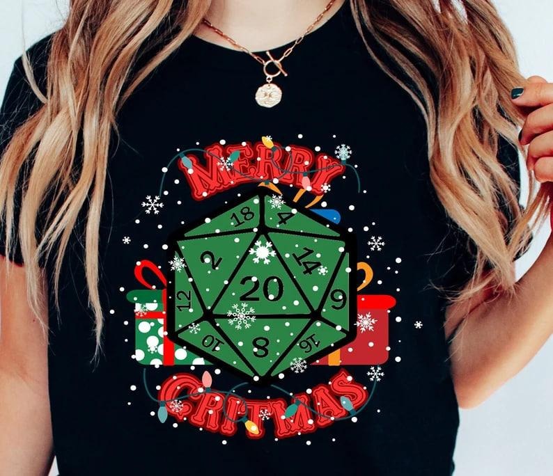 Merry Critmas DnD T-shirt | Dnd gift | Dungeons and Dragons present | rpg | dice | d20 Hoodie, Sweatshirt | HypeDripTees.com