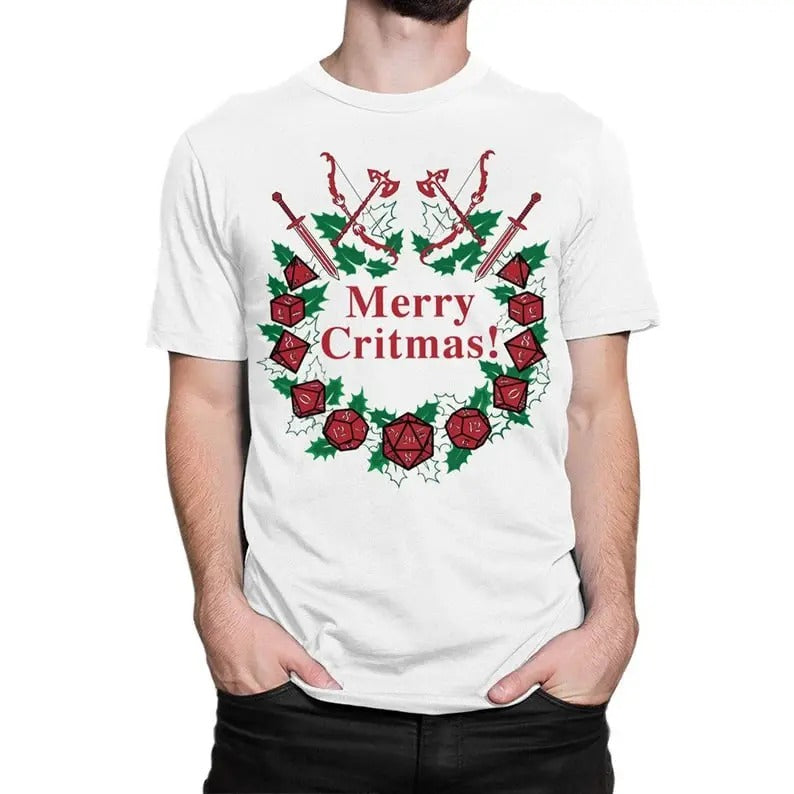 Merry Critmas Dungeons and Dragons Christmas T-Shirt, DnD D&D Xmas Shirt Hoodie, Sweatshirt | HypeDripTees.com