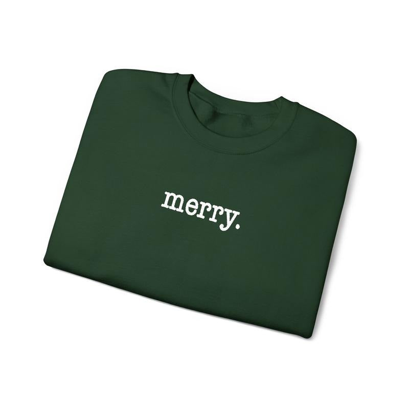 Merry Embroidered Crewneck, Holiday Sweatshirt T-Shirts, Hoodie | HypeDripTees.com