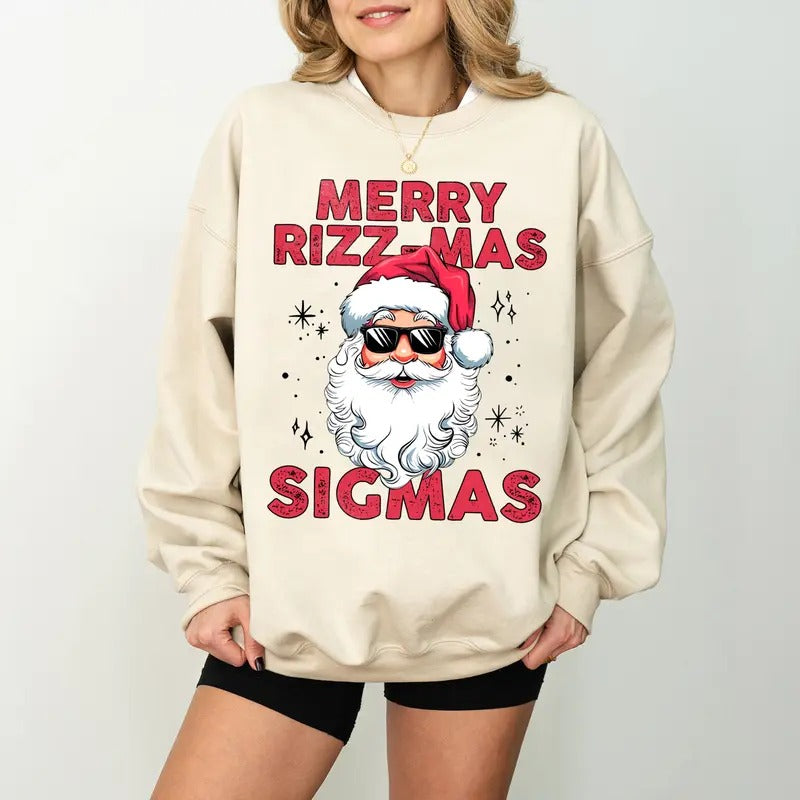 Merry Rizzmas Sigmas Santa Sweatshirt, Rizz the Season Santa Sweatshirt, Rizzler Santa Claus Shirt Hoodie | HypeDripTees.com