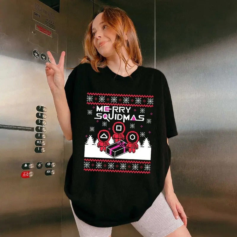 Merry Squidmas Ugly Sweater Shirt, Christmas Ugly Sweatshirt Tshirt Hoodie | HypeDripTees.com