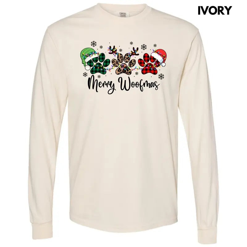 Merry WOOFmas Long Sleeve Comfort Colors T-Shirt 'NLB' Hoodie, Sweatshirt | HypeDripTees.com