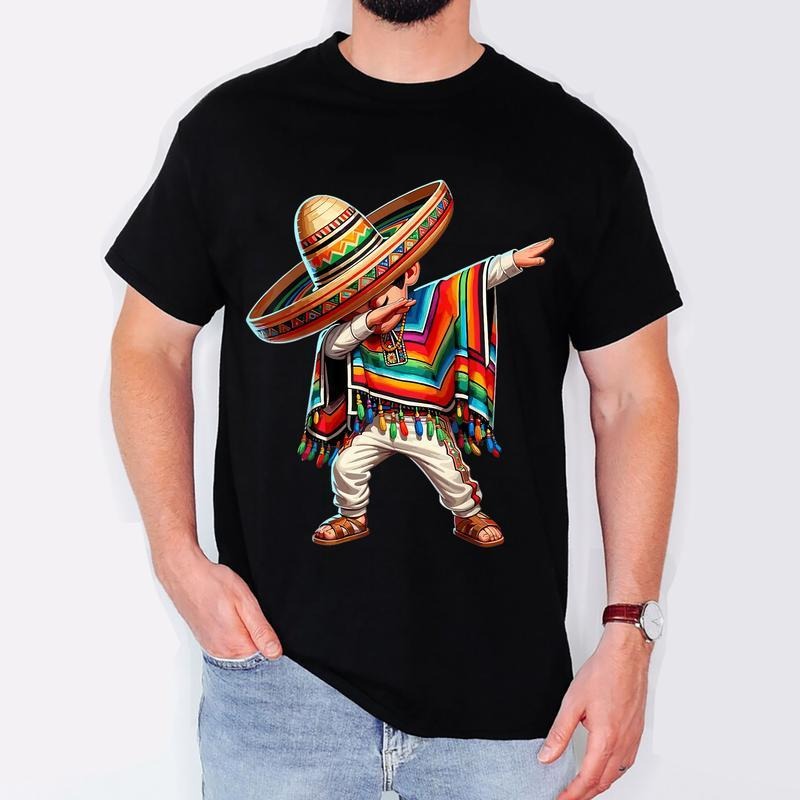 Mexican Boy Dabbing Poncho Cinco de Mayo T-Shirt, Mexican Shirt, For Men, For Women