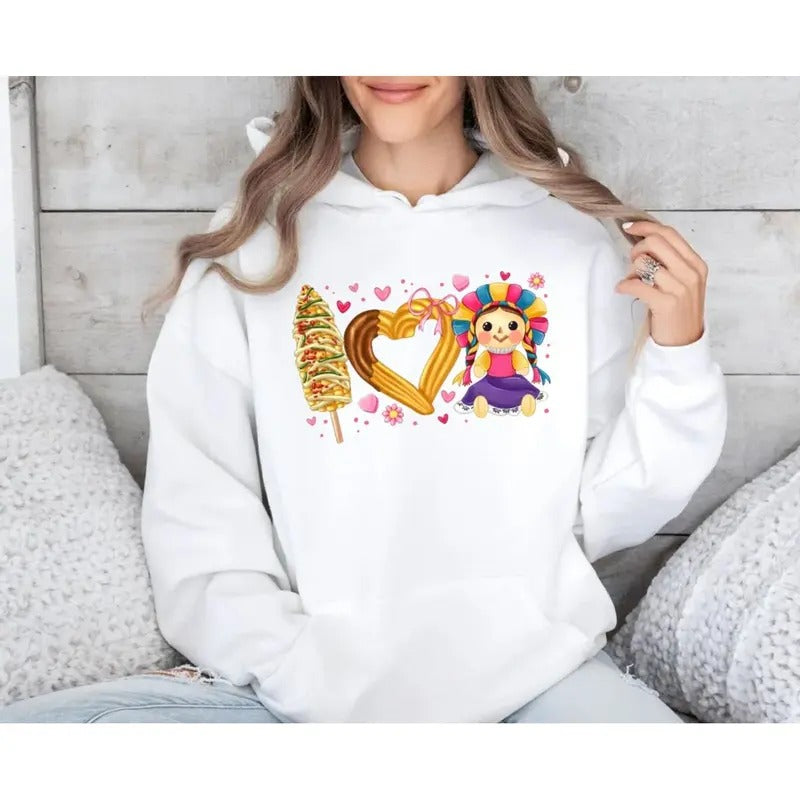 Mexican Valentine Hoodie, I Love U Mexican Shirt, Latina, Mexico Pan Dulce, Funny Latina Sweatshirt, Conchita Heart, Unisex Sweater Pullover Tee