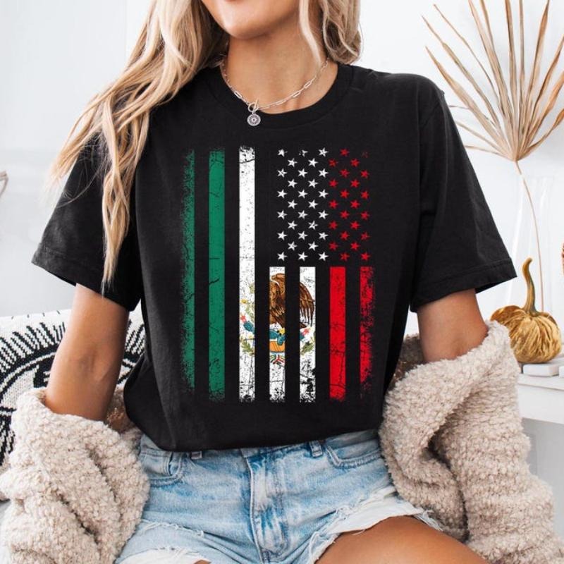 Mexico American Flag Shirt, Mexican Sweatshirt, US Mexican Flag Shirt, Proud Mexican American Shirt, Mexican Shirt,...