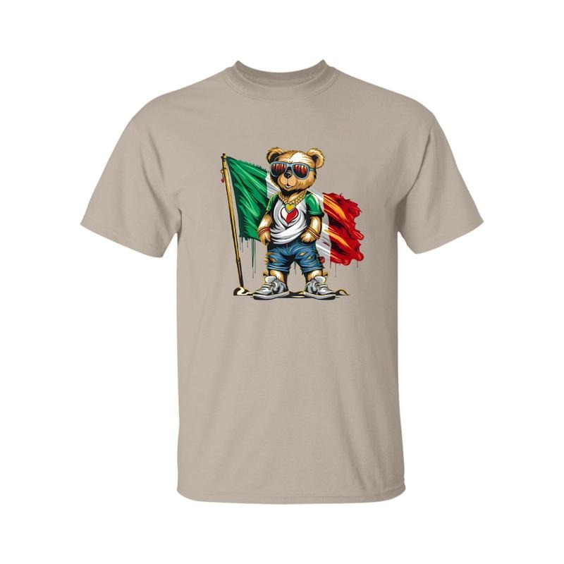 Mexico Flag Teddy Bear Shirt, Hip Hop Bear Mexican, urban cartoon bear tee, street pride fashion, latino graphic outfit,...