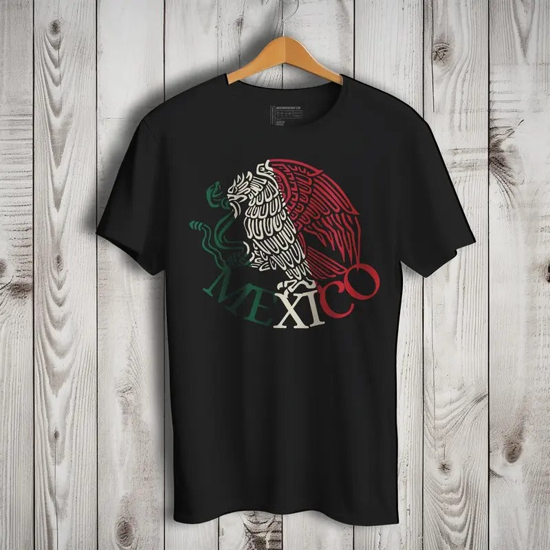 Mexico Mexican Flag Eagle 2.0 Short Sleeve T-Shirt- Playera Patriota De Mexico Casual Classic Hoodie, Sweatshirt