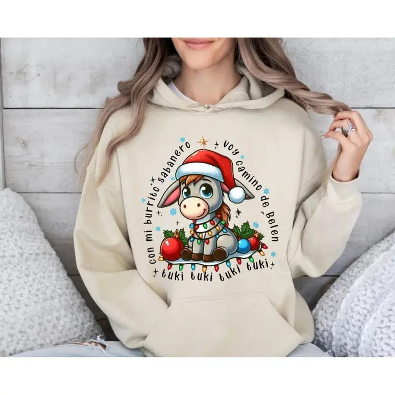 Mi Burrito Sabanero Mexican Sweater, Feliz Navidad Shirt, Tuki Tuki Donkey Latino Xmas, Mexican Christmas, Unisex Sweater...