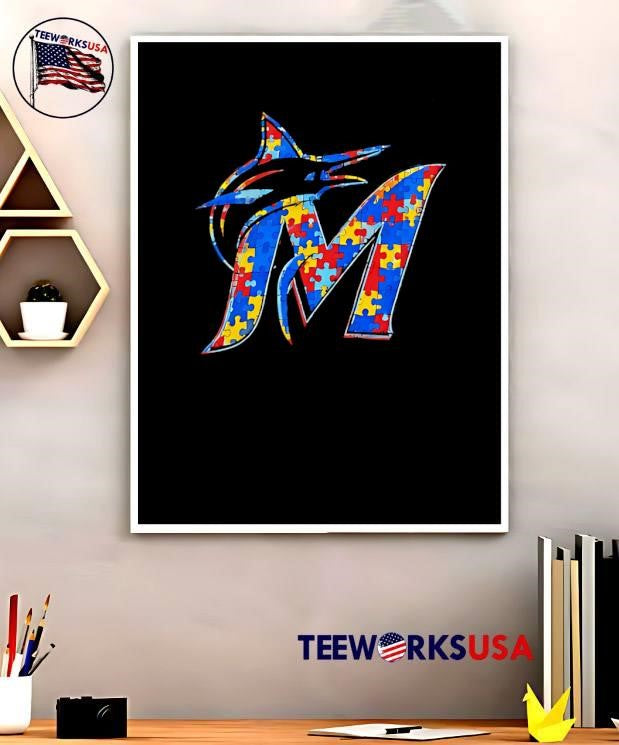 Miami Marlins Autism Awareness Puzzle Piece Logo Shirt