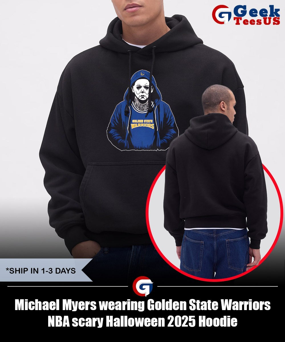 Michael Myers wearing Golden State Warriors NBA scary Halloween 2025 shirt