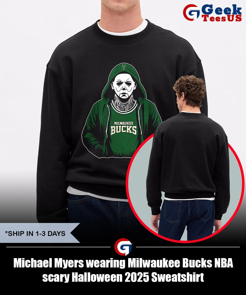 Michael Myers wearing Milwaukee Bucks NBA scary Halloween 2025 shirt