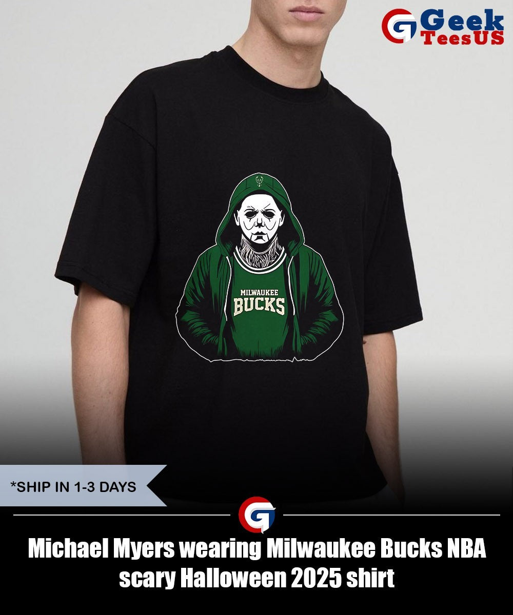 Michael Myers wearing Milwaukee Bucks NBA scary Halloween 2025 shirt