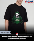 Michael Myers wearing Milwaukee Bucks NBA scary Halloween 2025 shirt