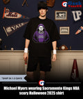 Michael Myers wearing Sacramento Kings NBA scary Halloween 2025 shirt