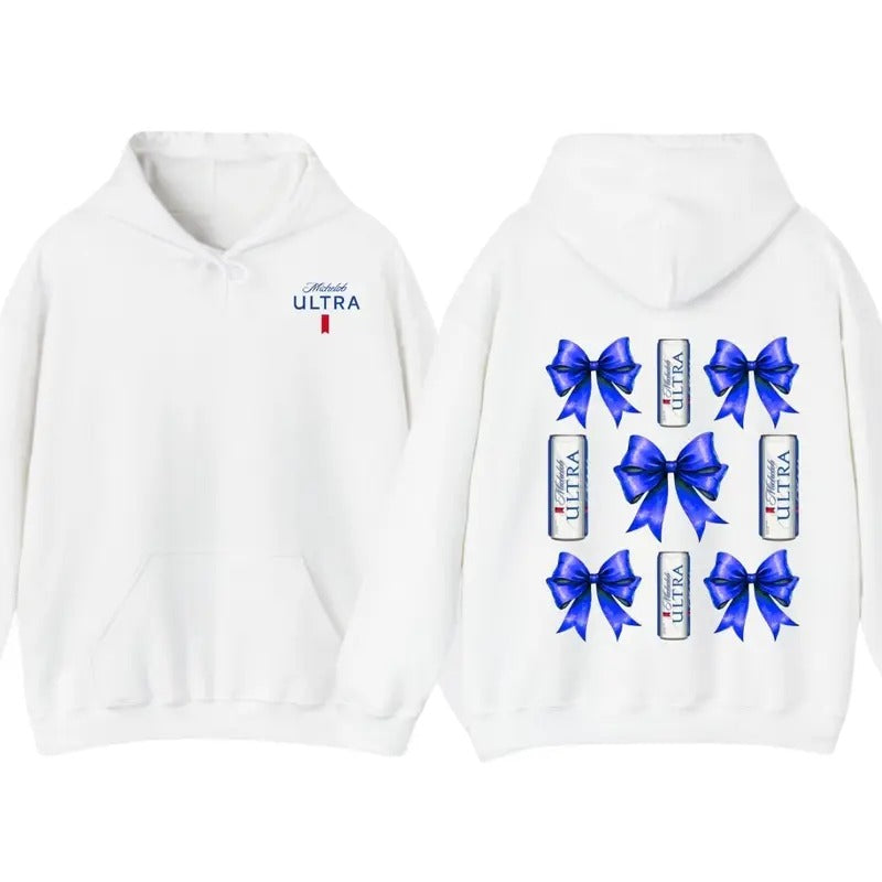 Michelob Bows Valentine 2 Sided Hoodie T-Shirt, Coquette Bow Graphic Tees, Unisex Shirt Sweatshirt | HypeDripTees.com
