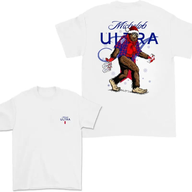 Michelob Ultra Christmas Bigfoot 2 Sided T-shirt Sweatshirt Hoodie, Michelob Ultra Christmas Bigfoot Shirt For Men And...