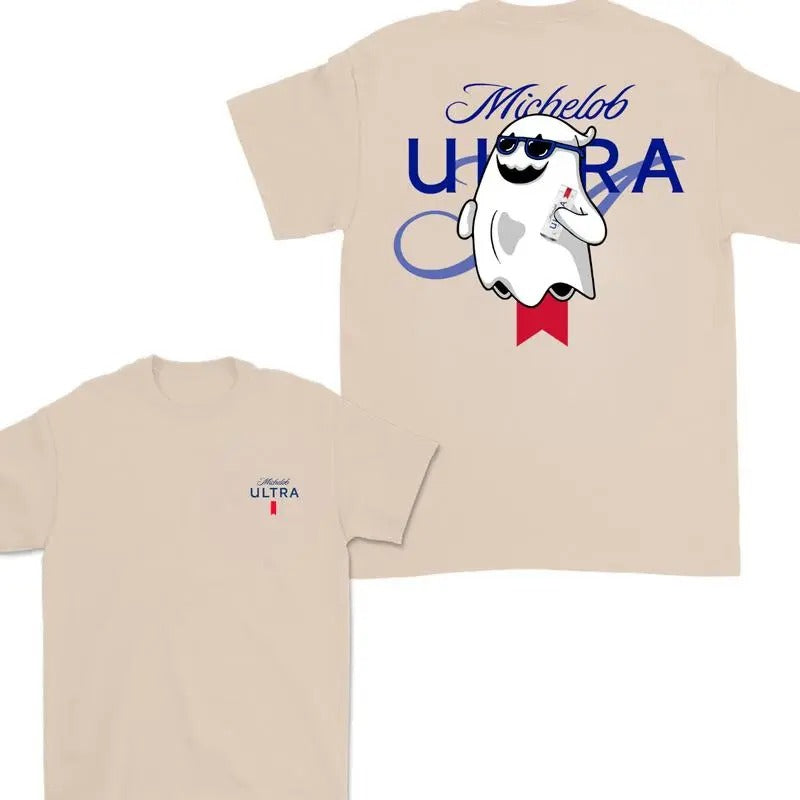 Michelob Ultra Ghost Halloween Double Sided T-shirt , Michelob Ultra SHirt For Men And Women, Halloween Trendy Shirt...
