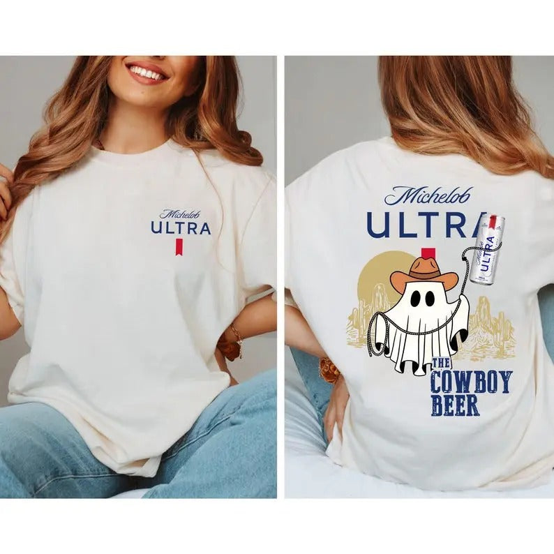 Michelob Ultra Ghost Halloween Shirt, cowboy Ghost Halloween Shirt, Fall Season Shirt, Michelob Beers Shirt, Funny...