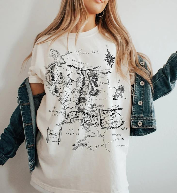 Middle Earth Map Tshirt Hoodie, Sweatshirt | HypeDripTees.com