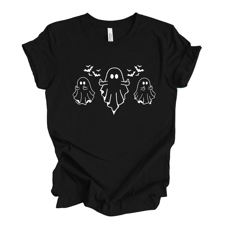 Middle Finger Ghost Tshirt Hoodie, Sweatshirt | HypeDripTees.com