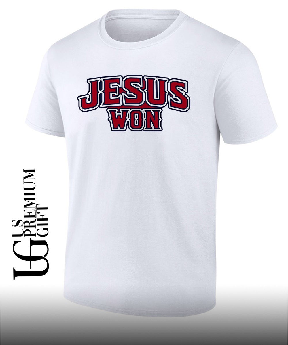 Mike Trout wearing Jesus Won shirt