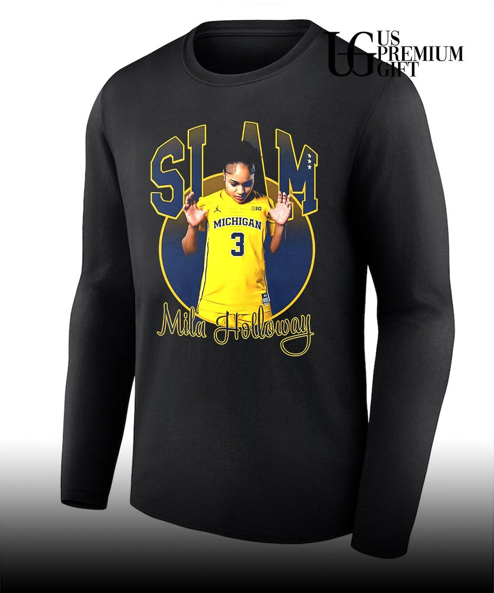Mila Holloway Michigan Wolverines women’s basketball SLAM pose shirt